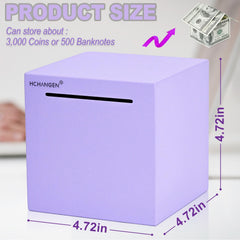 HCHANGEN piggy bank purple with size options supports goal-based saving.
