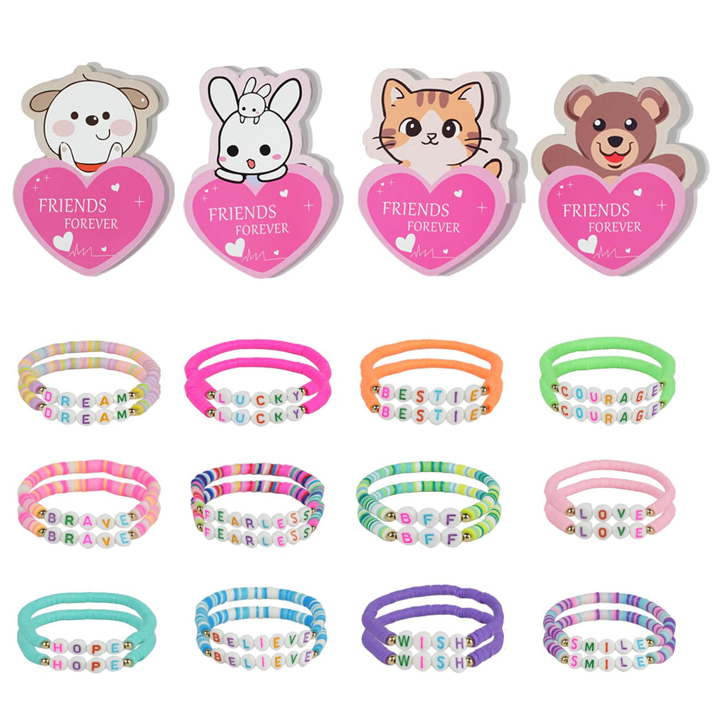 Hcyhcx Valentines cards for kids classroom 24-pack with colorful friendship bracelets