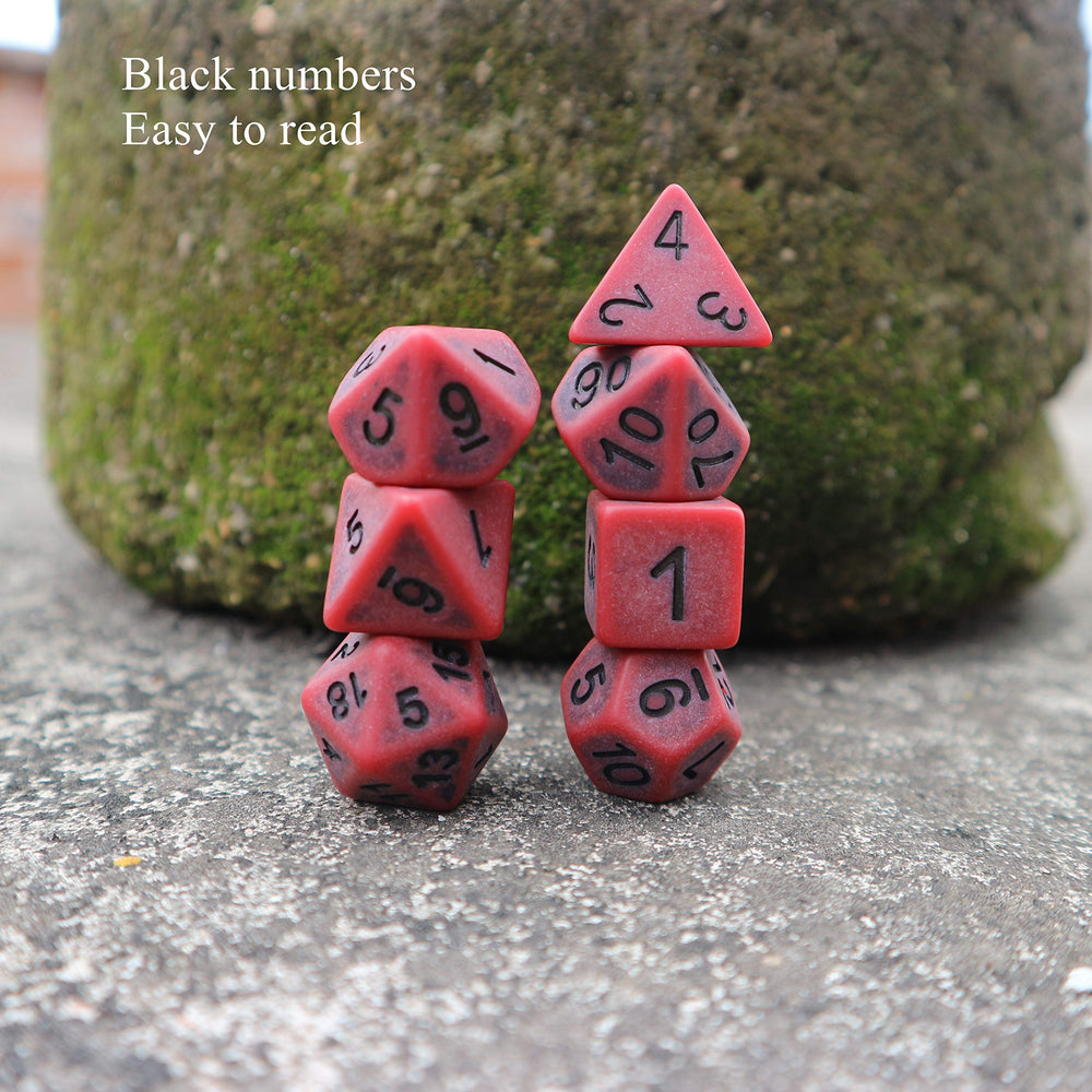 HD DND dice set scarlet two-tone D10 (00-09) provides quick readouts at the table.