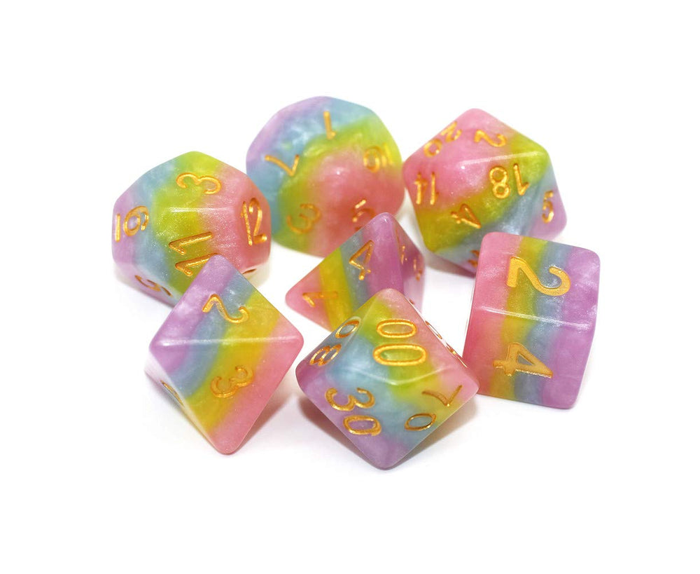 HD Rainbow Candy D12 dice close-up, four-layer hues boost quick reads.