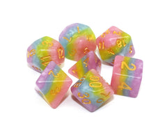 HD Rainbow Candy D12 dice close-up, four-layer hues boost quick reads.