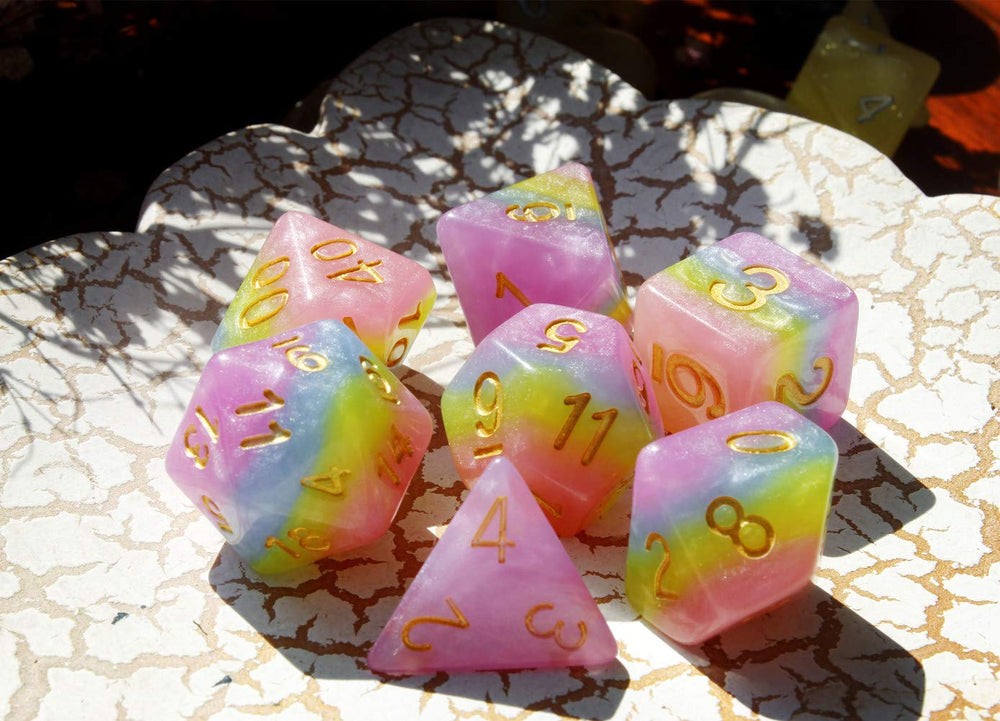 HD Rainbow Candy D6 dice, durable polyresin for reliable gameplay.
