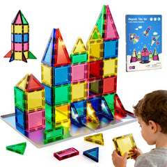 HDCooL magnetic tiles 32pcs giant tiles iron box for safe, imaginative building play.