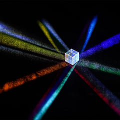 HDCRYSTALGIFTS mini K9 prism cube illuminated to create rainbow light effects