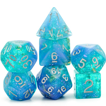 HDdais 7-Die Blue D4 glitter dice for table rolls