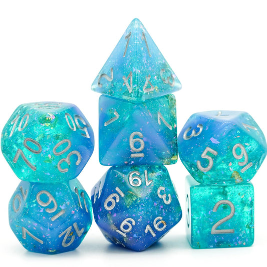 HDdais 7-Die Blue D4 glitter dice for table rolls