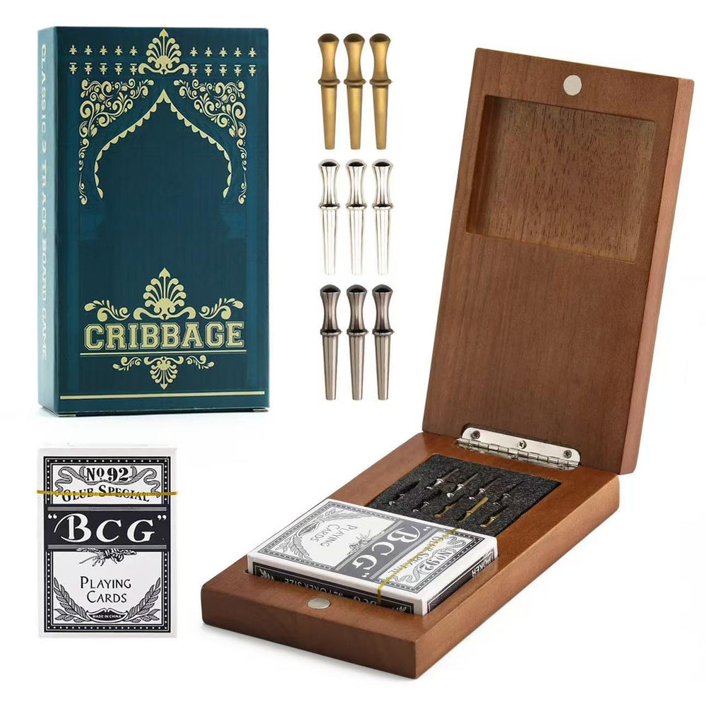Hdsahdok wooden cribbage board with a three-track layout for engaging play.