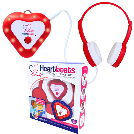 Heartbeats electronic stethoscope toy with LED display shows heartbeat visuals for curious learners at home or class