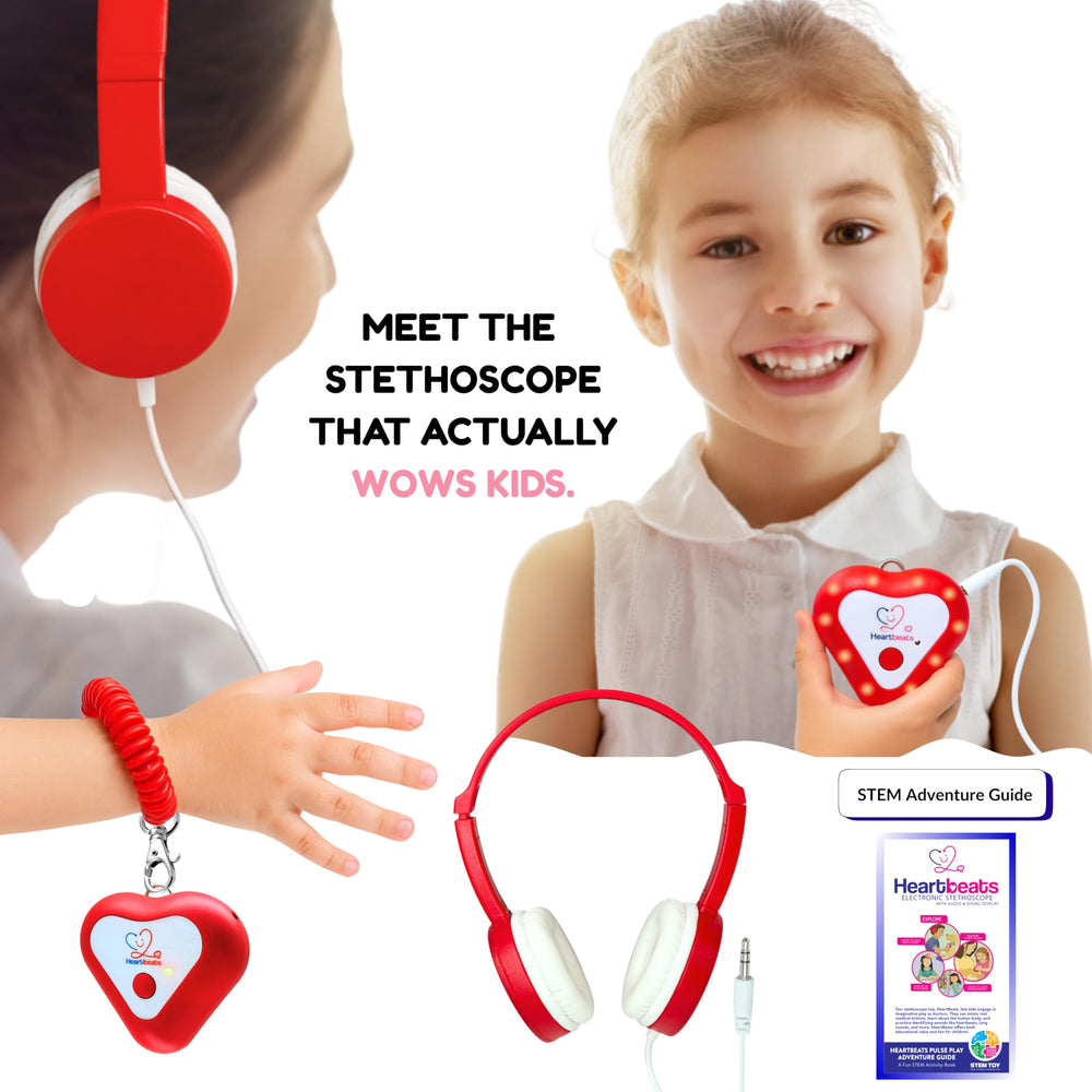 Heartbeats stethoscope toy with 10x amplification enhances listening detail for young investigators