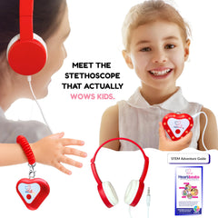 Heartbeats stethoscope toy with 10x amplification enhances listening detail for young investigators