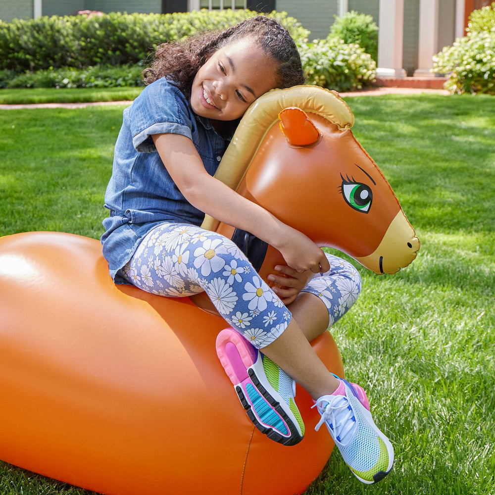 HearthSong Hop N Go inflatable horse outdoor-ready ride-on toy.