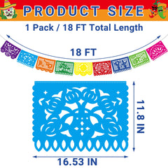 Heartome papel picado flag with cactus pattern adds vibrant color.