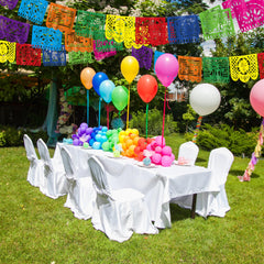Heartome papel picado flag with flower motif adds decorative detail.