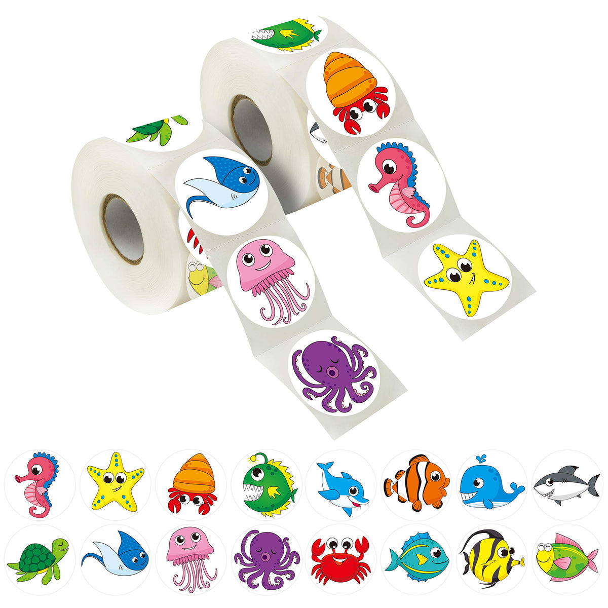 Hebayy Seahorse round sticker for classroom rewards and crafts.
