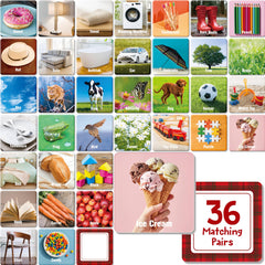 Hebayy 72-pcs daily items matching game cards for engaging memory practice.