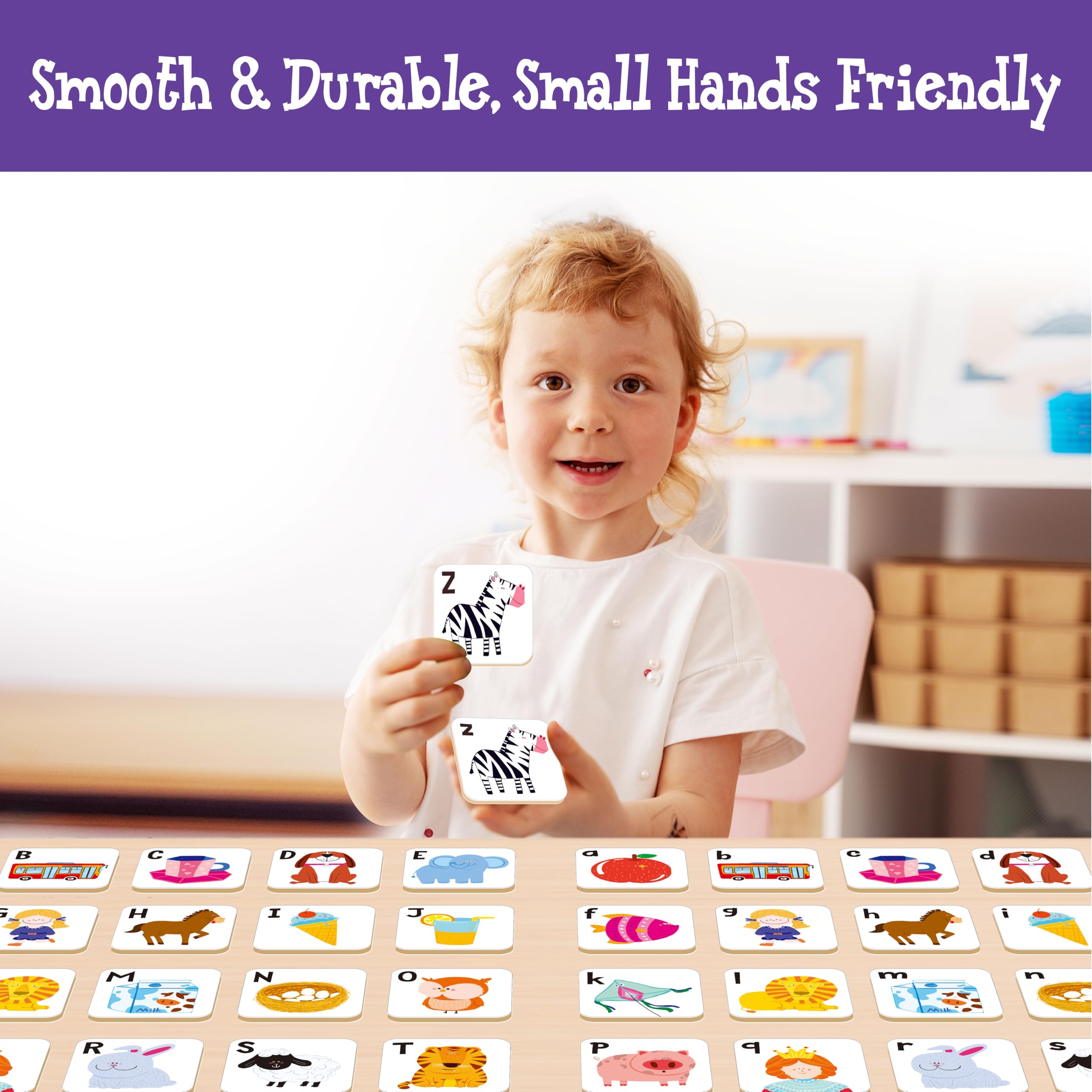 Hebayy Alphabet Memory Game non-toxic-ink keeps playtime safe and clean.