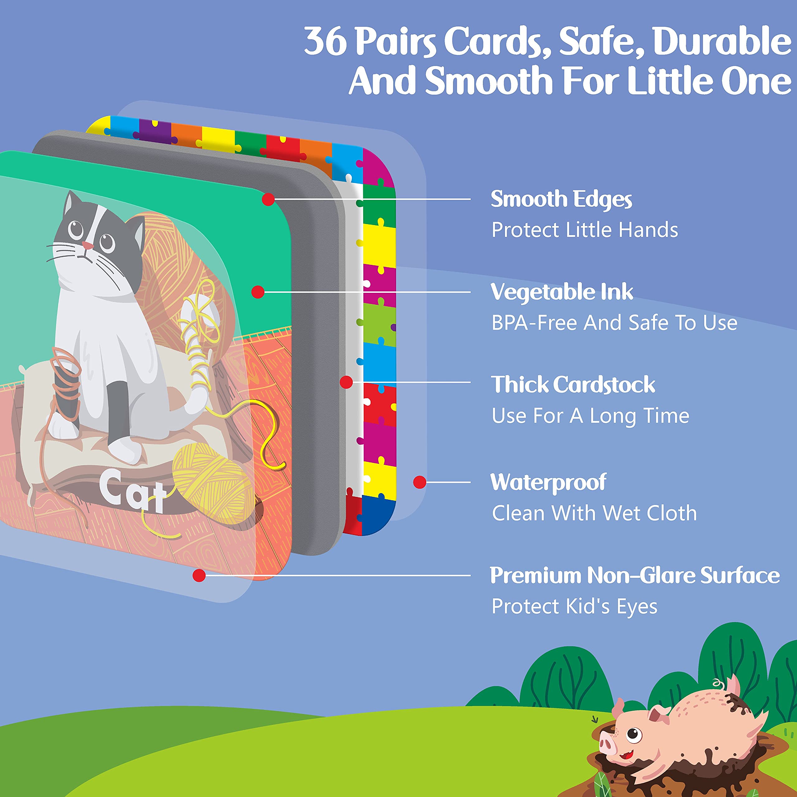 Backside customizable area on Hebayy cards for DIY puzzles
