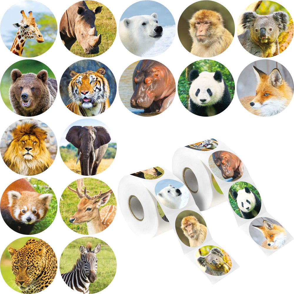 Hebayy 600pc animal stickers on perforated sheets for quick sharing and classroom rewards.