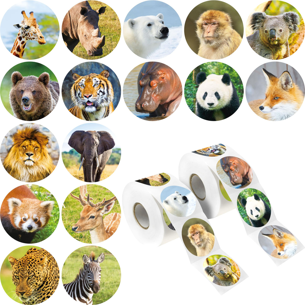Hebayy 600pc animal stickers on perforated sheets for quick sharing and classroom rewards.