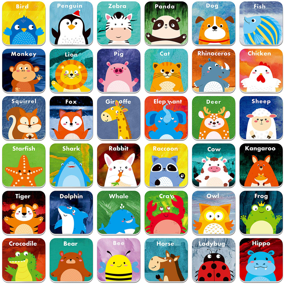 Hebayy animals matching game cards laid out to promote pattern recognition
