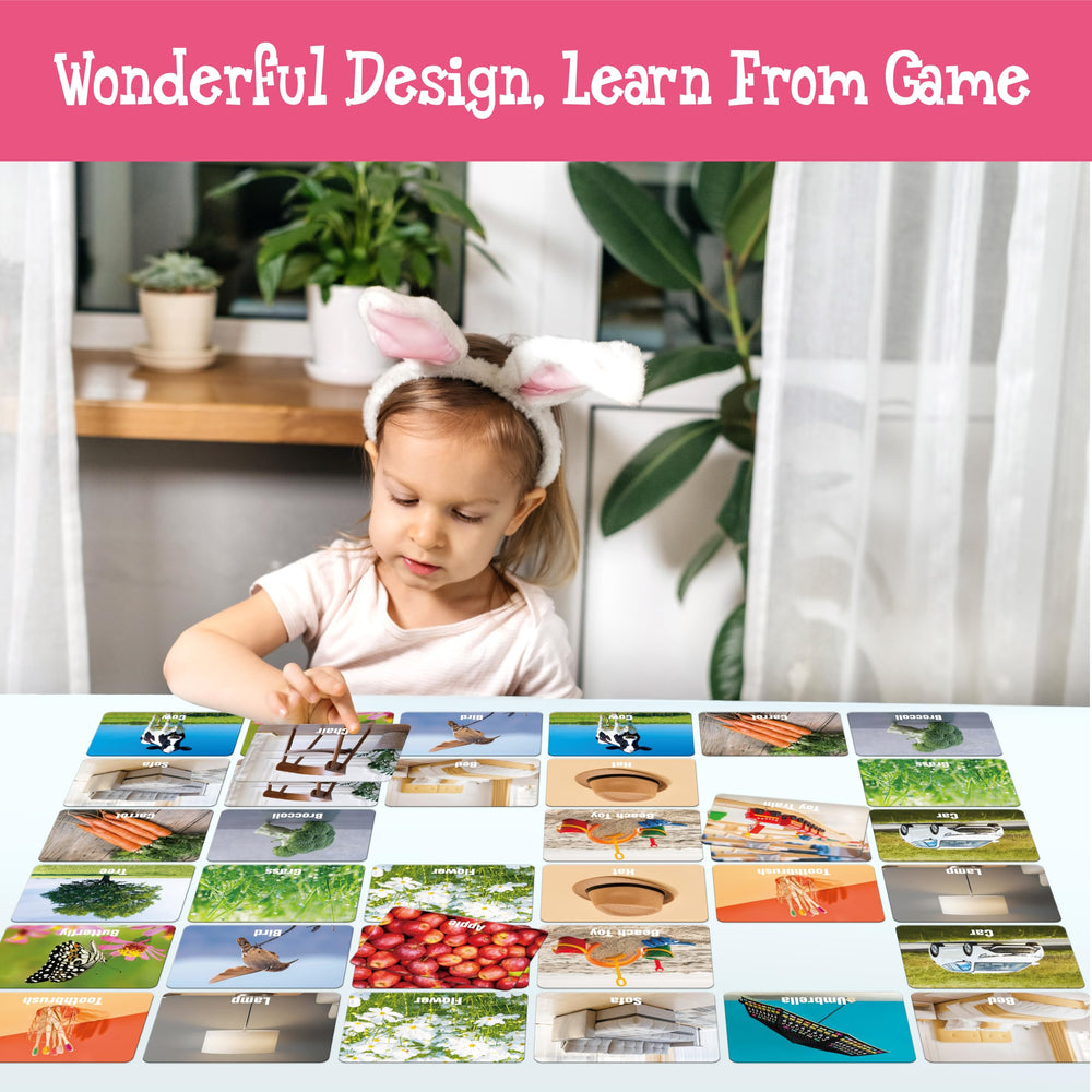 Hebayy daily items match apples card encourages naming and categorization during play.