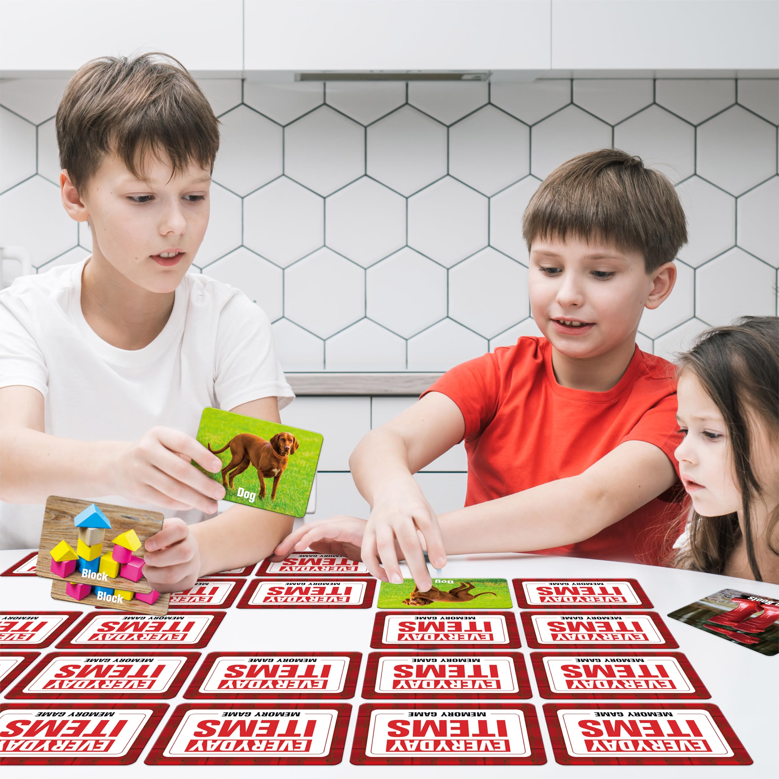 Hebayy daily items match backpacks card broadens object vocab and concentration during group play.