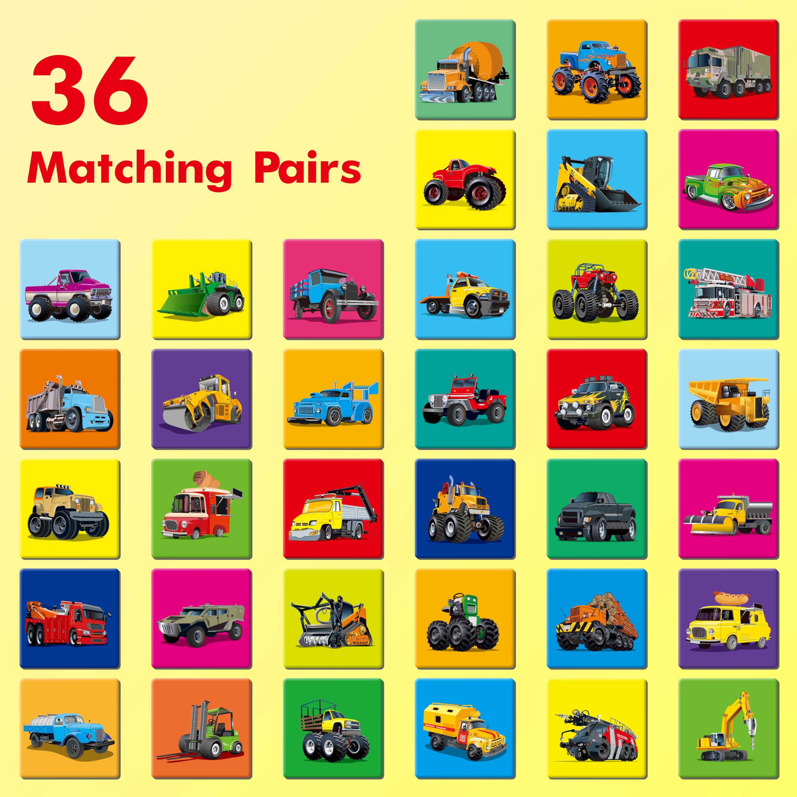 Hebayy truck matching game concrete-truck card helps kids recognize construction vehicles