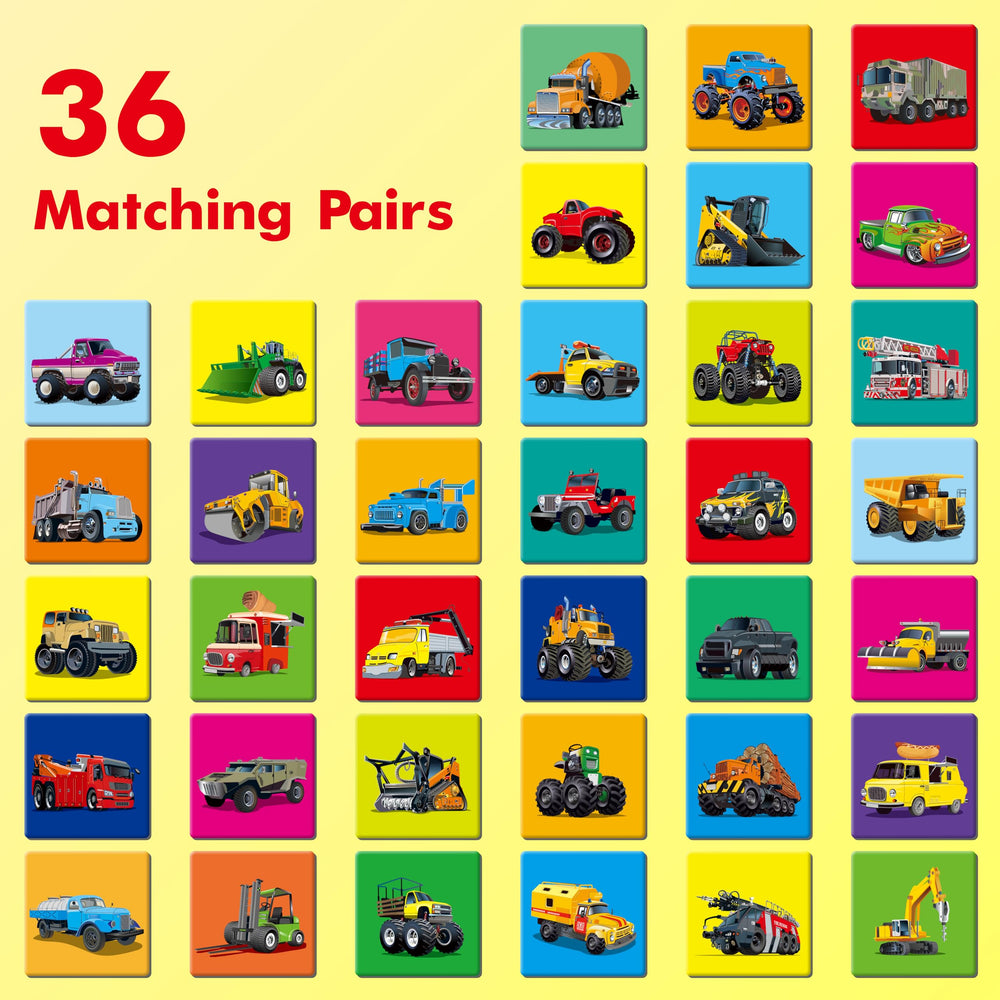 Hebayy truck matching game concrete-truck card helps kids recognize construction vehicles