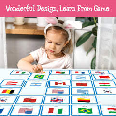 Hebayy Flags World portable set fits in bags for travel-friendly learning.