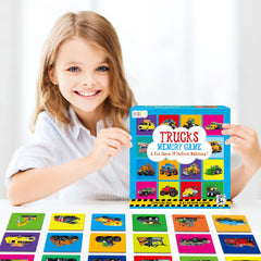 Hebayy truck matching game blank-side card invites drawing and storytelling