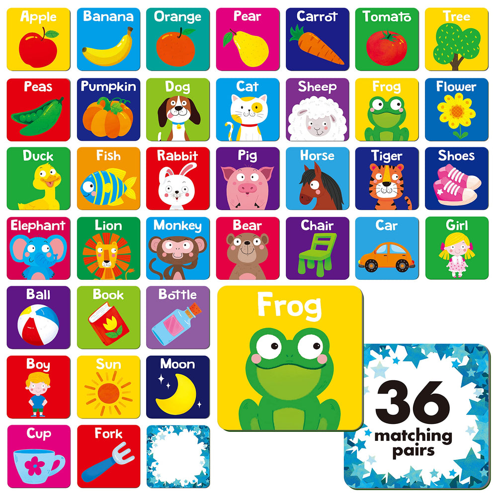 Hebayy Memory Matching Game with animals and daily items to boost focus and word recognition