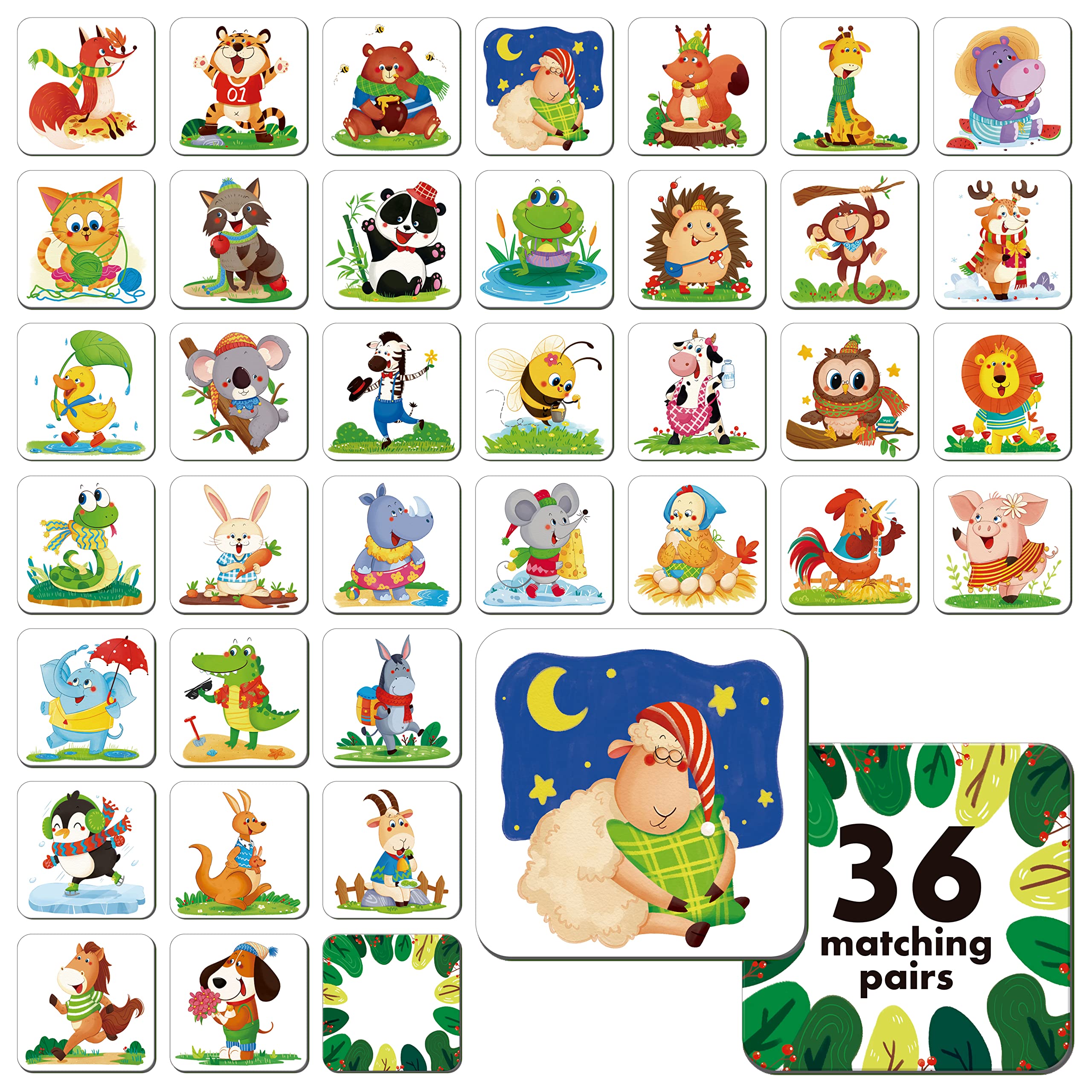 Hebayy memory matching game 72 cards, pattern side, to boost early memory through playful matching.