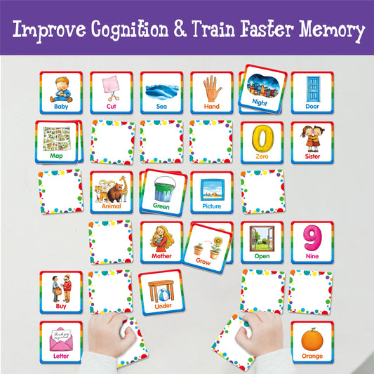 Hebayy memory-matching game: sight word tiles help kids read more fluently during play.