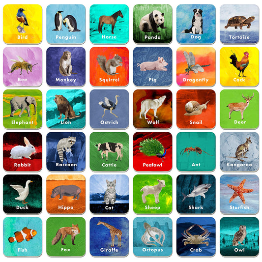 Hebayy animal matching cards show colorful animals to support early recognition and memory.