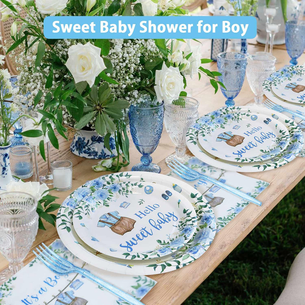 Heboland blue boy shower napkins, soft and absorbent for quick cleanup.