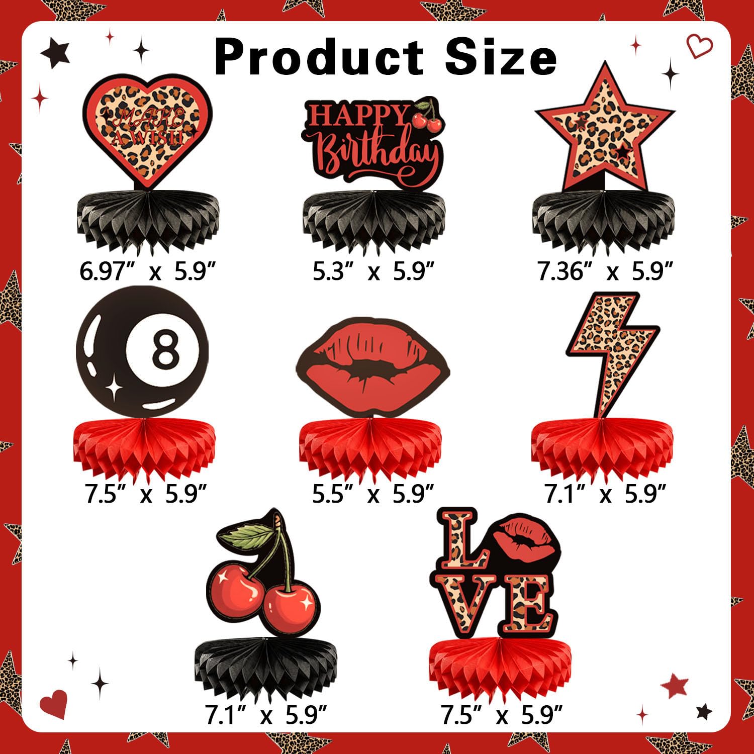 Heboland red cheetah centerpiece set for birthdays and celebrations