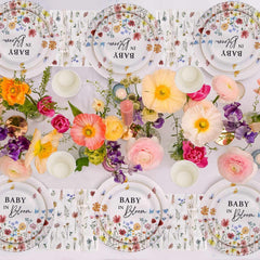 Heboland Wildflower Baby in Bloom baby shower theme shines with coordinated floral accents.