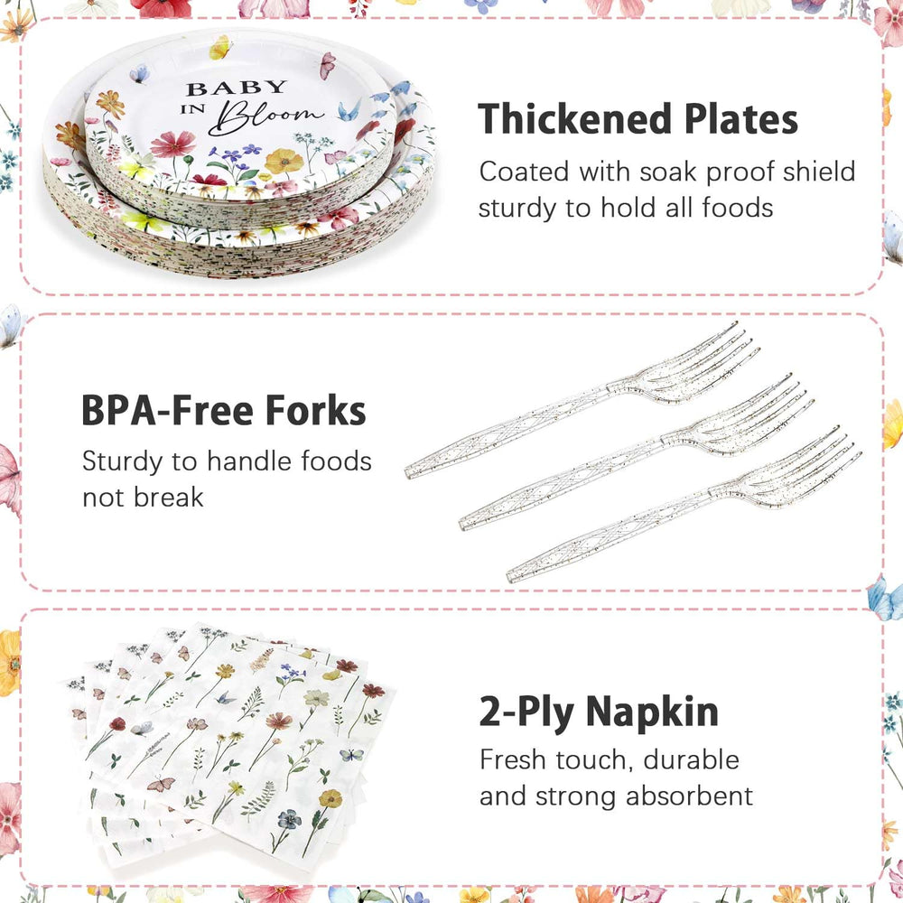 Heboland Wildflower Baby in Bloom floral pattern adds seasonal elegance to the table.