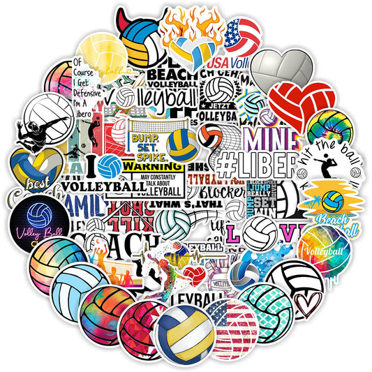 Hebraeos volleyball stickers 100-pack with varied designs for water bottles and gear.