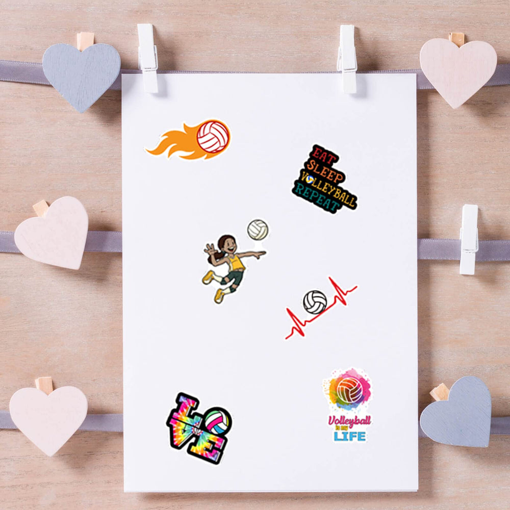 Hebraeos volleyball stickers vibrant colors stay fade-resistant on outdoor items.