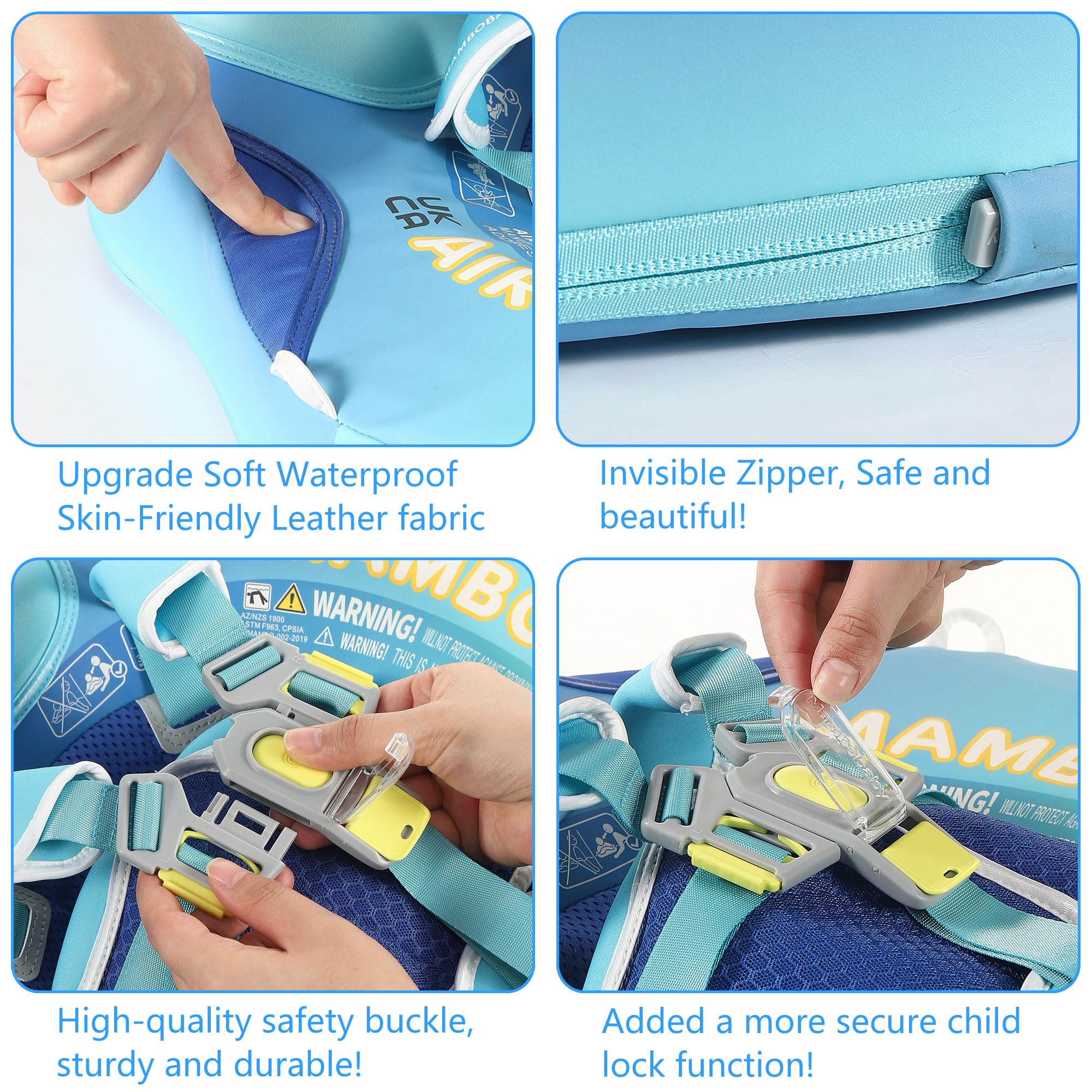 HECCEI Mambobaby Float adjustable buckle fits growing babies securely.