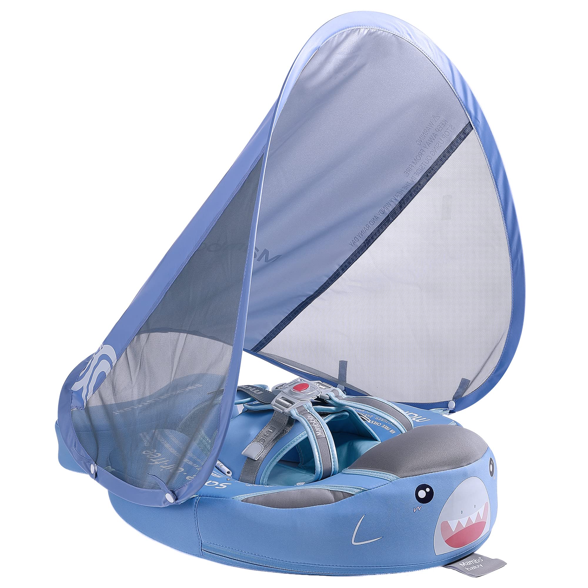 HECCEI Mambobaby Float with shark canopy shields sun during water play
