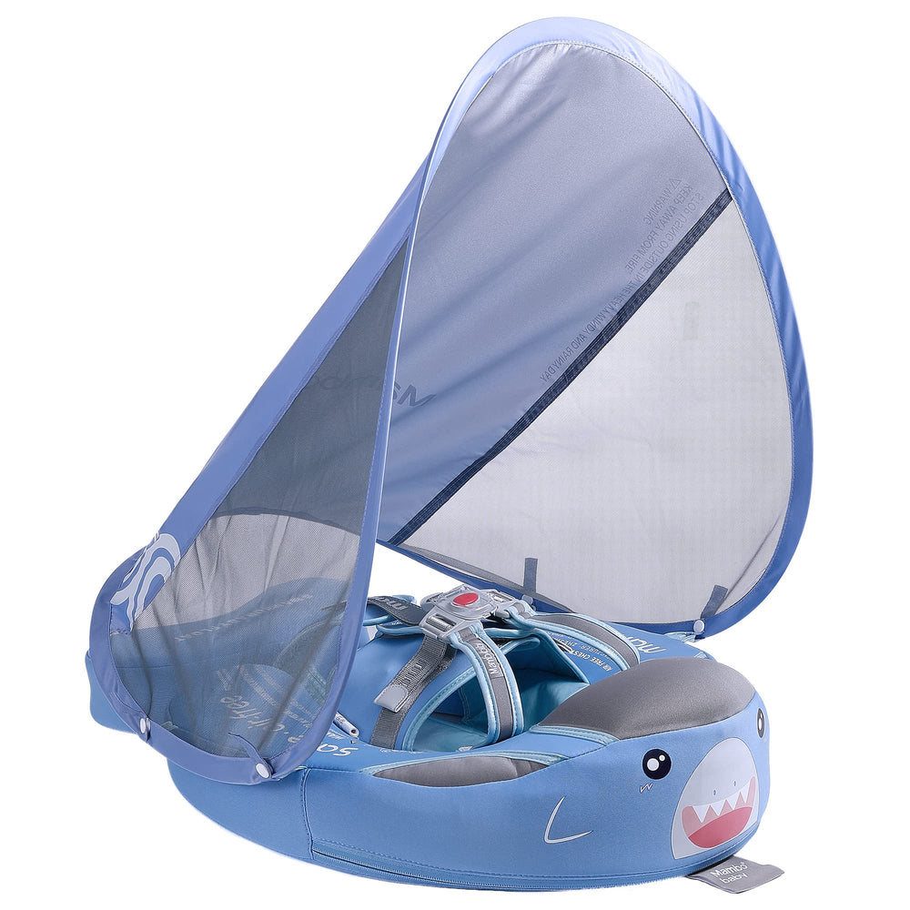 HECCEI Mambobaby Float with shark canopy shields sun during water play
