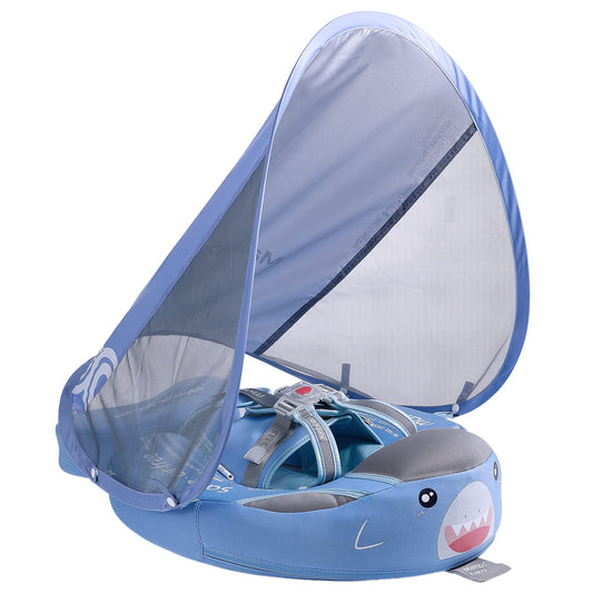 HECCEI Mambobaby Float with shark canopy shields sun during water play