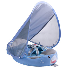 HECCEI Mambobaby Float with shark canopy shields sun during water play