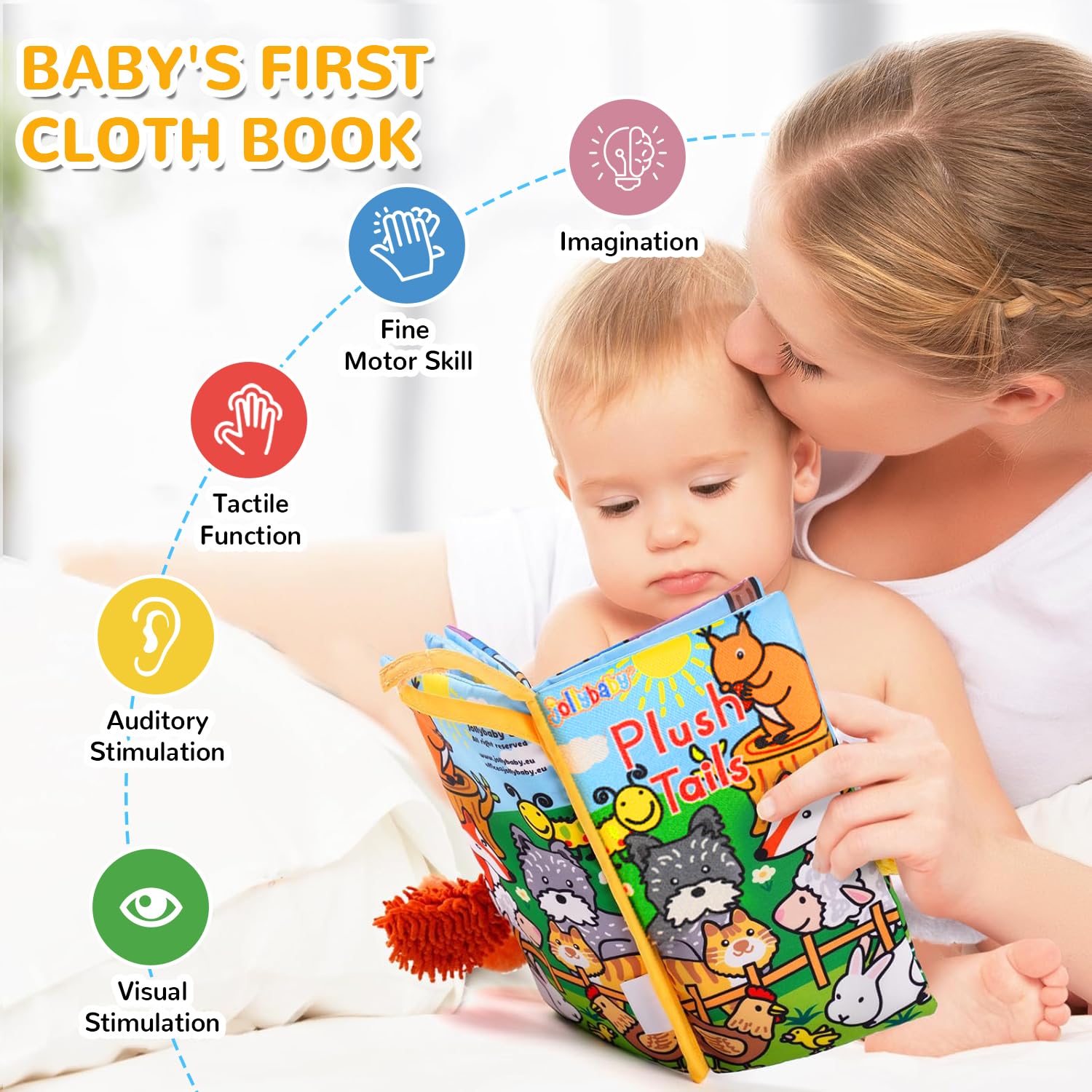 HECCEI baby cloth book animal illustrations support early recognition and language.