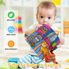 HECCEI baby cloth book durable stitching ensures lasting use.