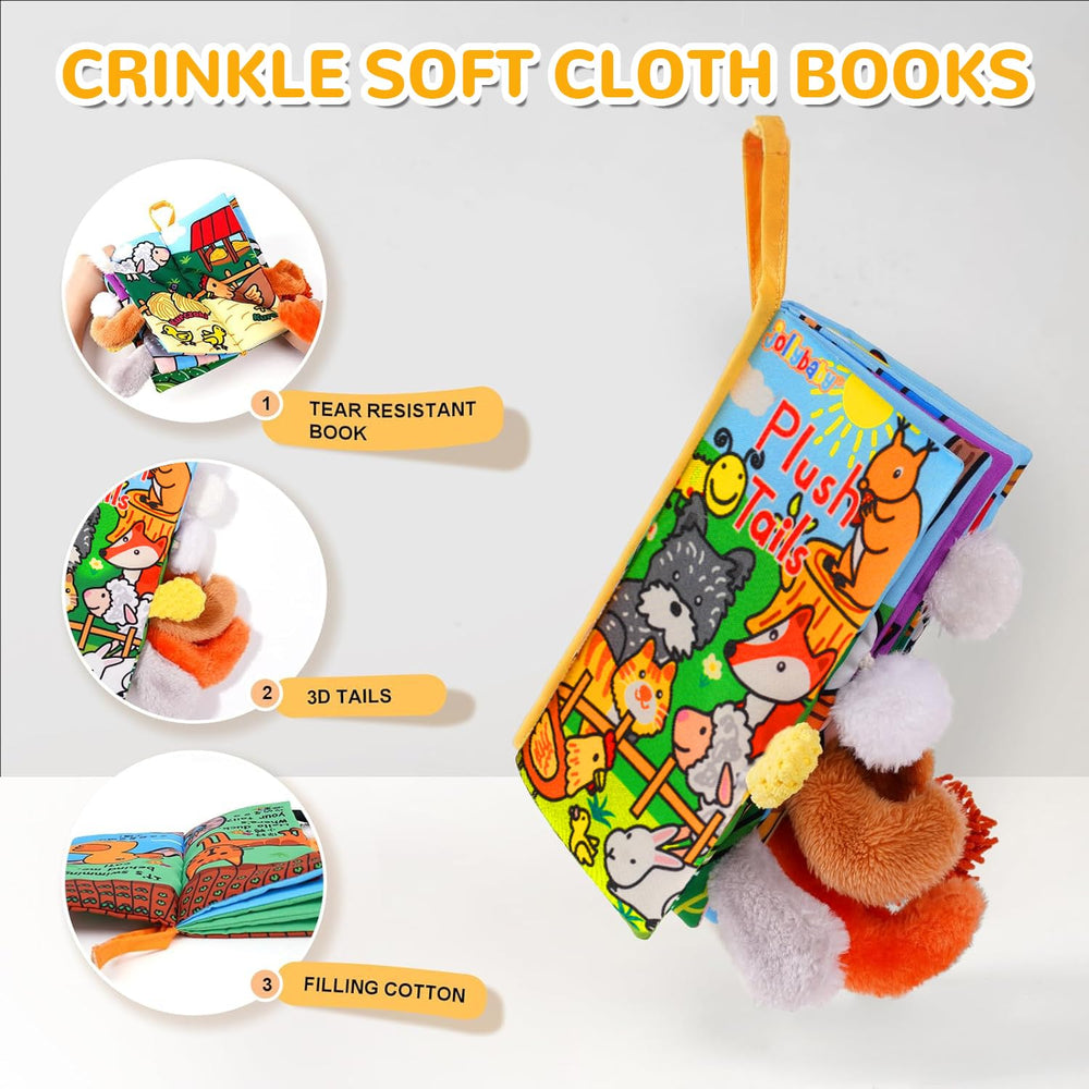 HECCEI baby cloth book plush tails provide comforting sensory play.