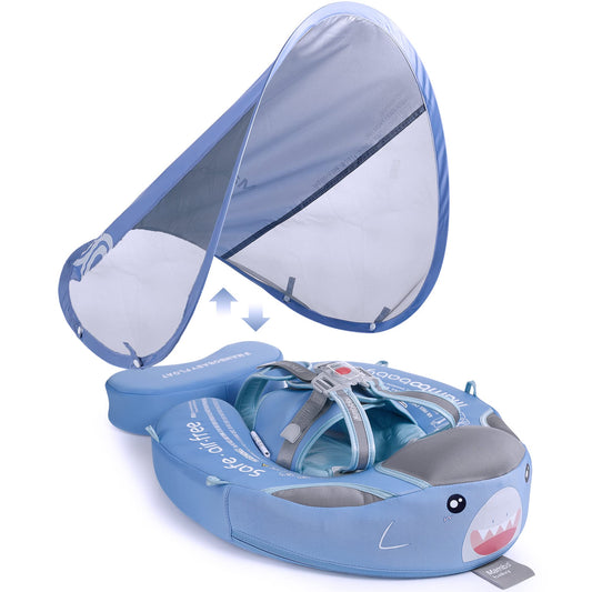 HECCEI Mambobaby Add Tail Blue front view for secure, balanced water support