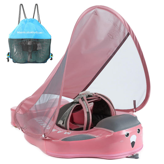 HECCEI Mambobaby float with tail and canopy for sun-safe water fun.